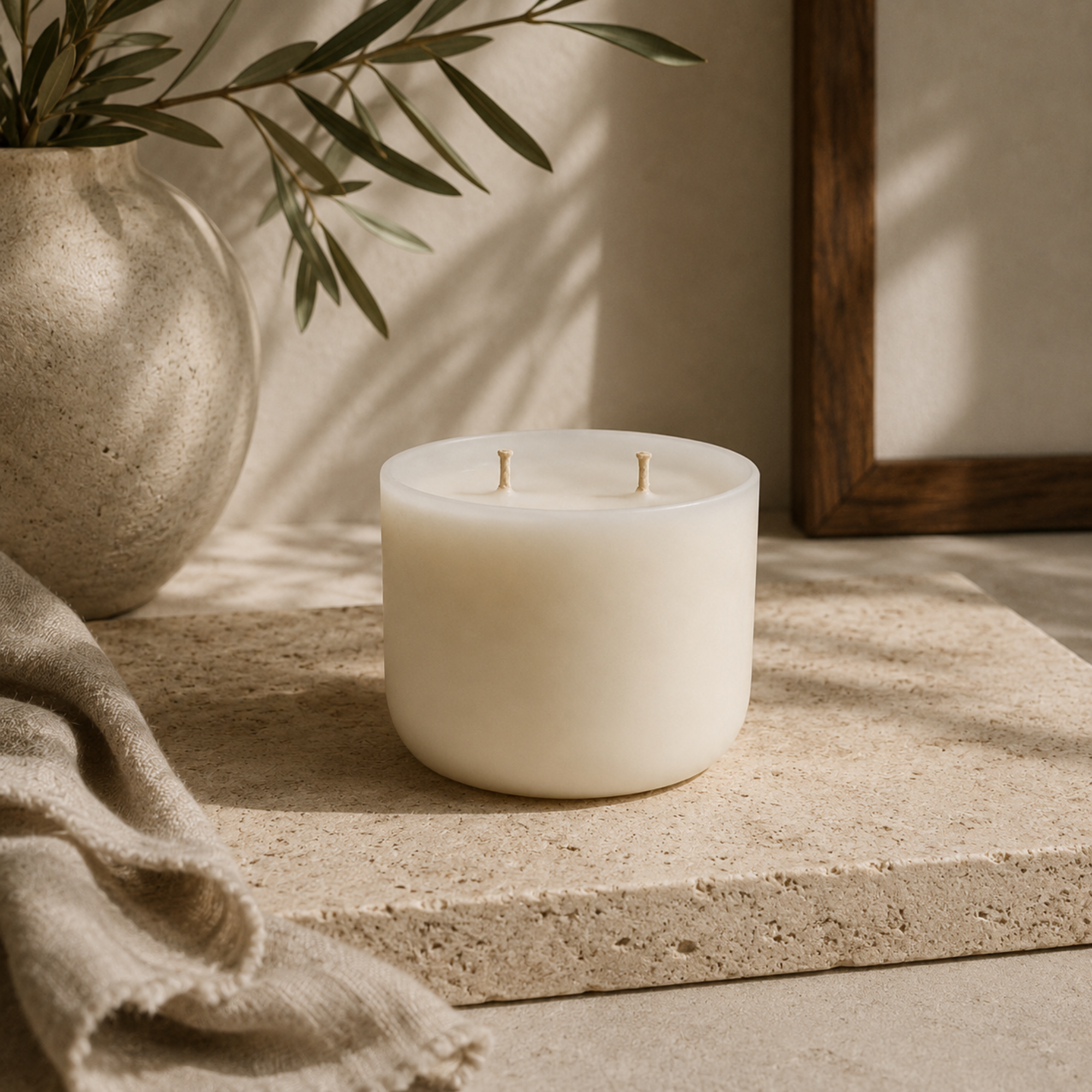 refillable coconut soy candle refill for concrete candle vessel by Dax + Ollie