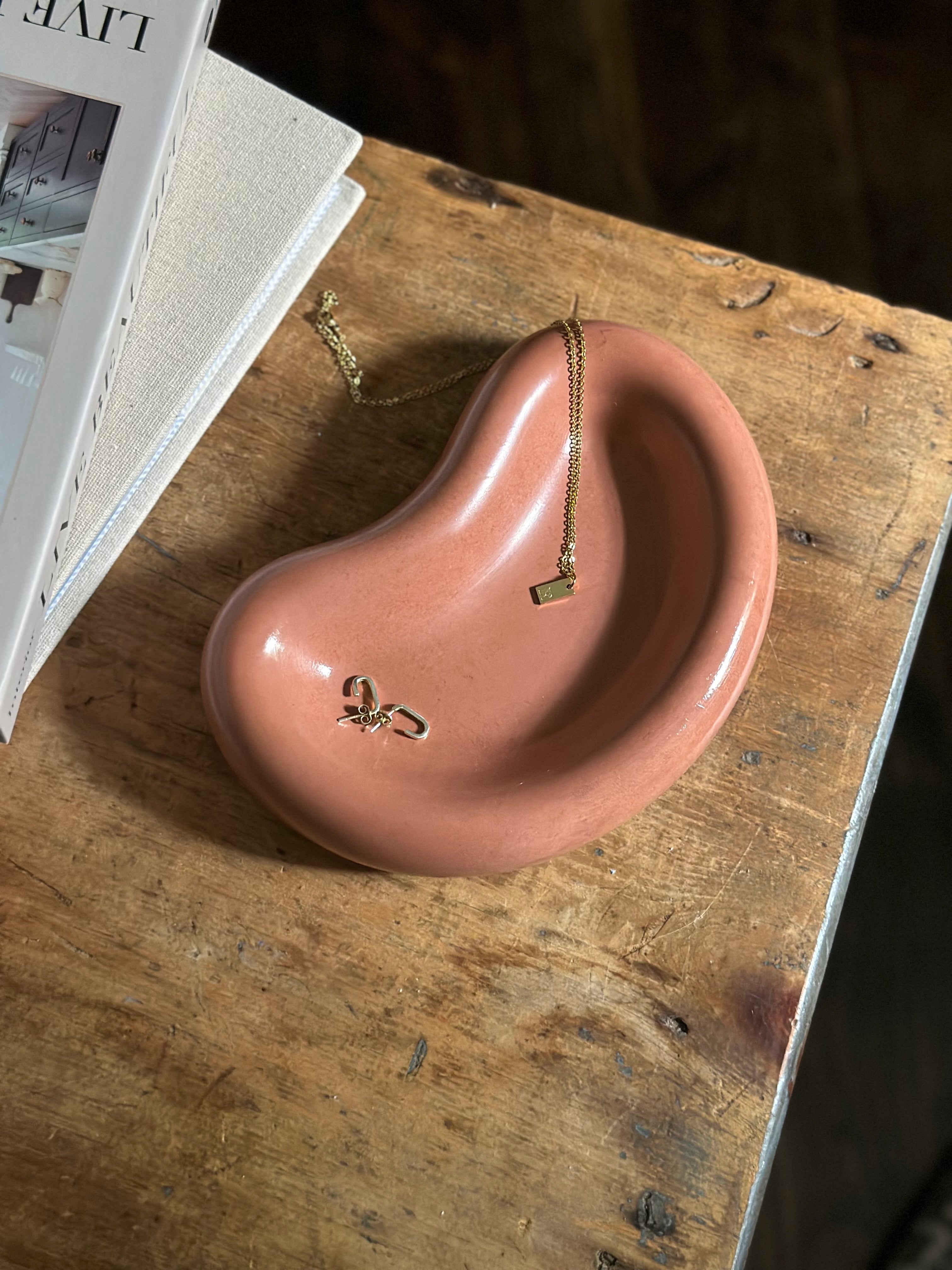 Bean Shaped Jewelry Dish- Rust