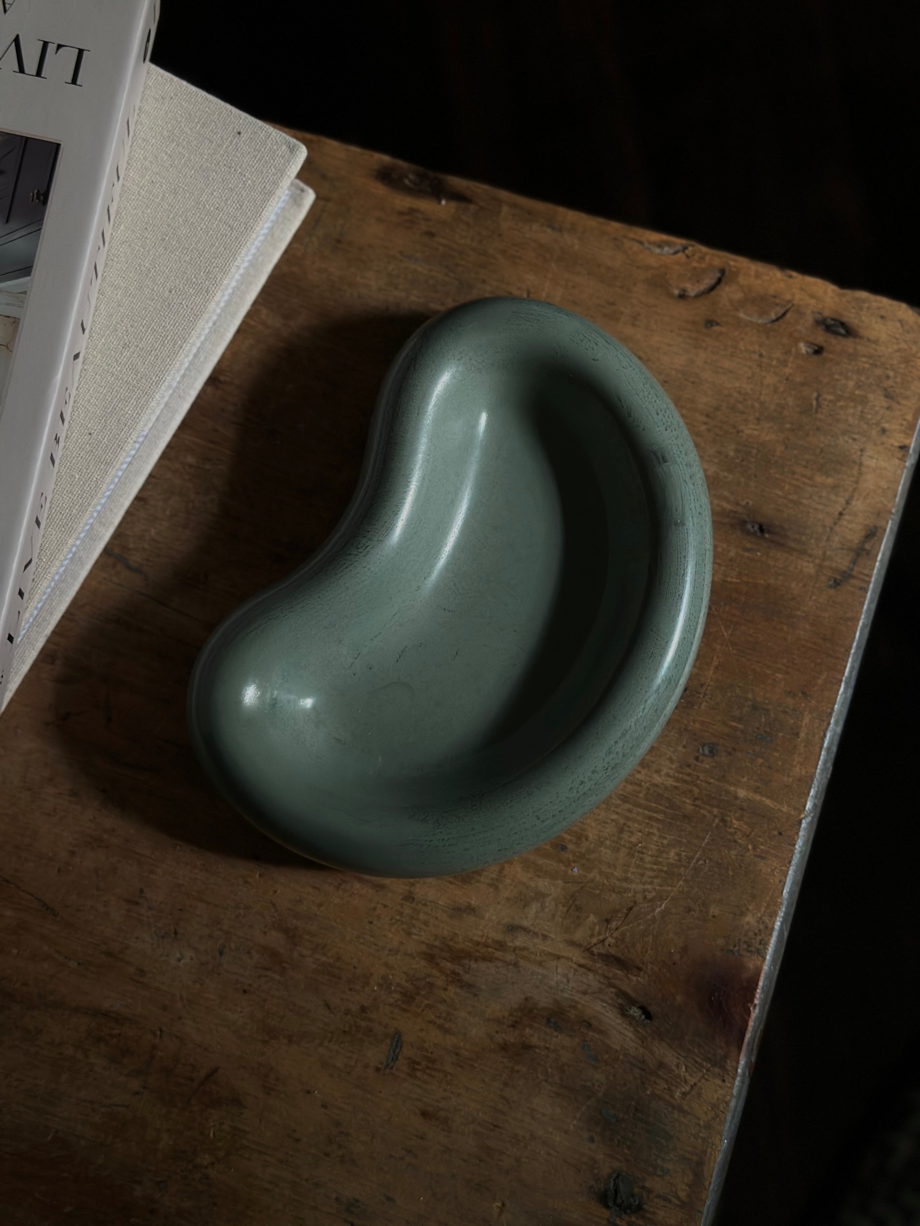Bean Shaped Jewelry Dish- Green