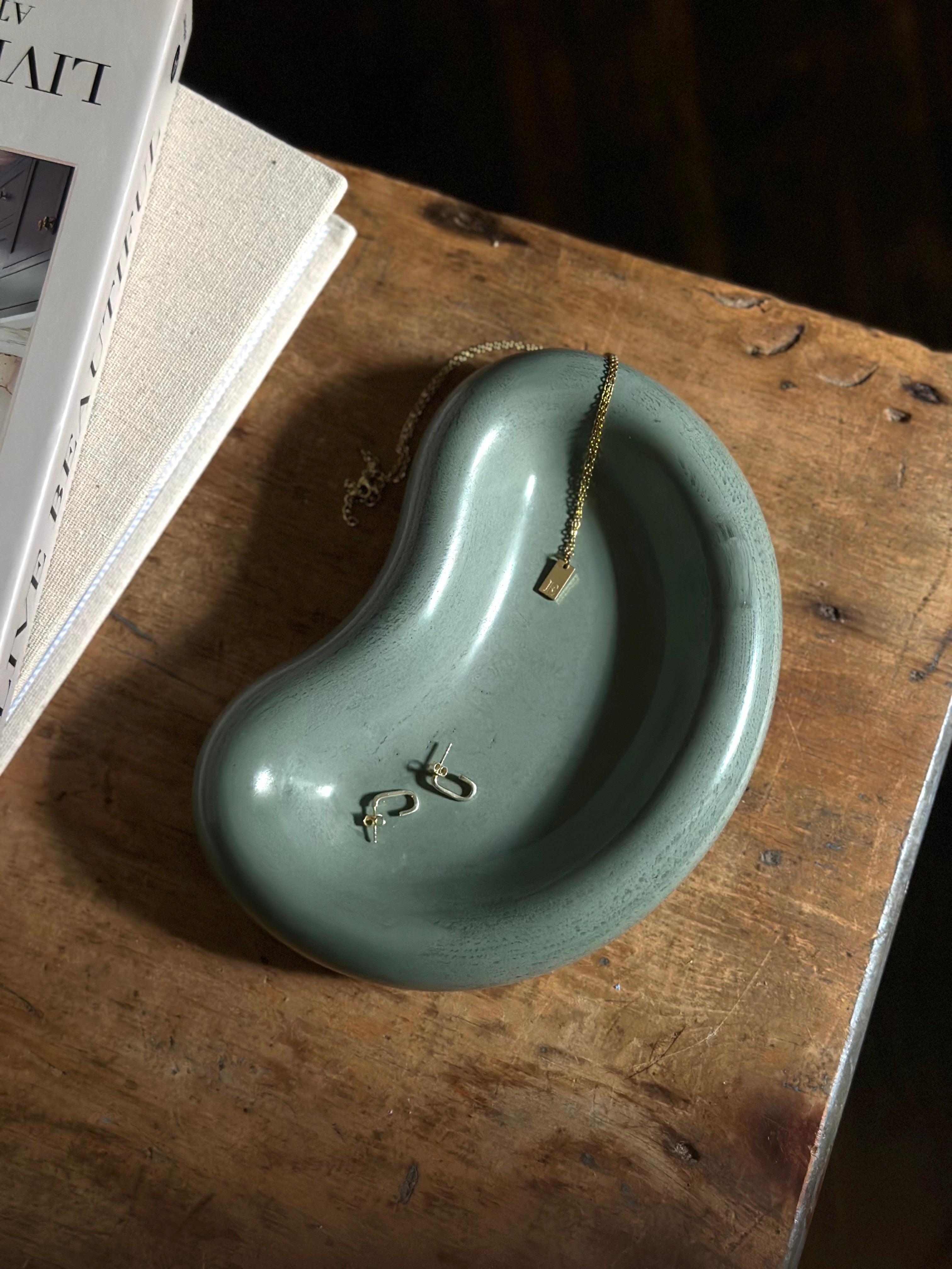 Bean Shaped Jewelry Dish- Green