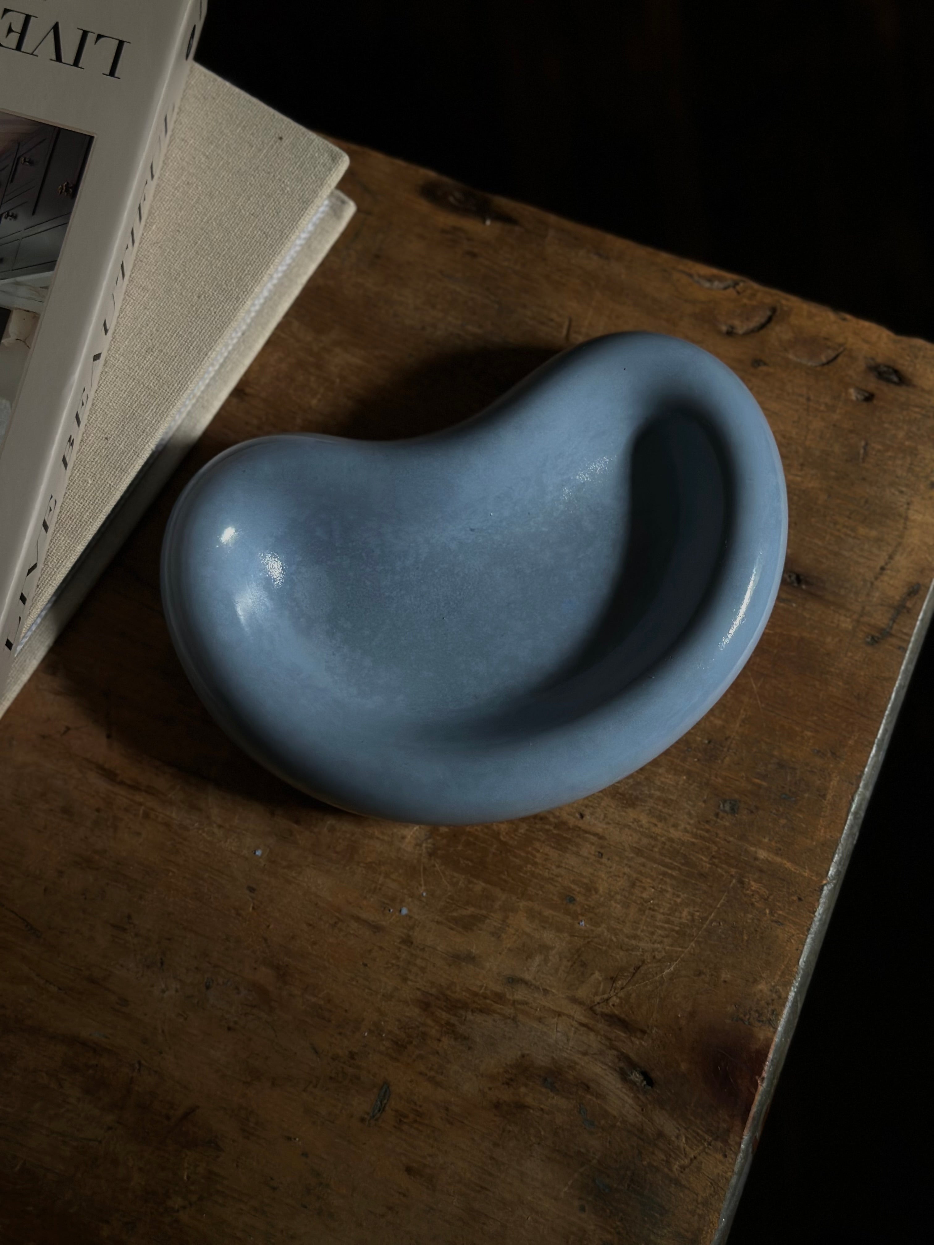 Bean Shaped Jewelry Dish- Blue