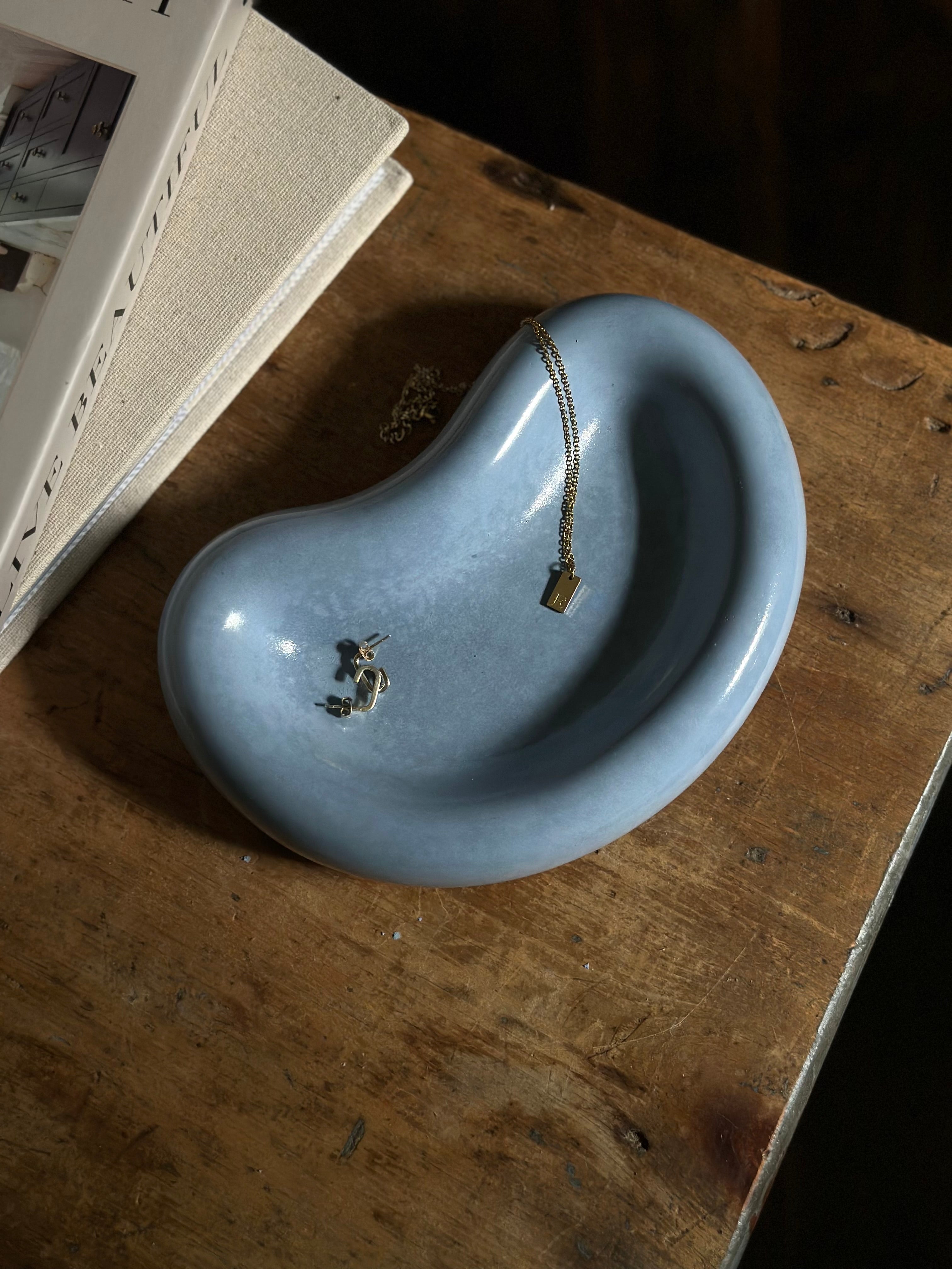 Bean Shaped Jewelry Dish- Blue