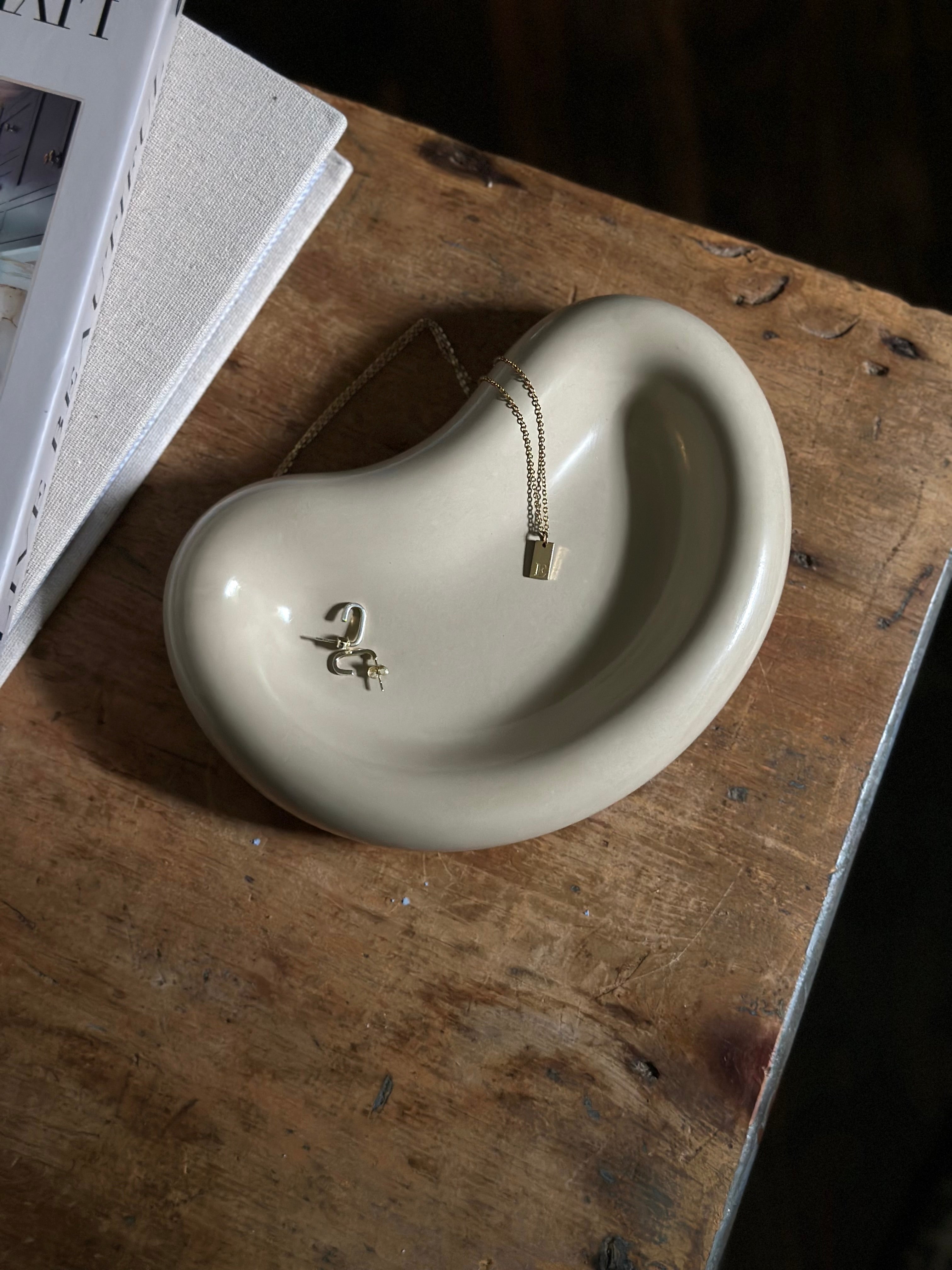 Bean Shaped Jewelry Dish- Sand