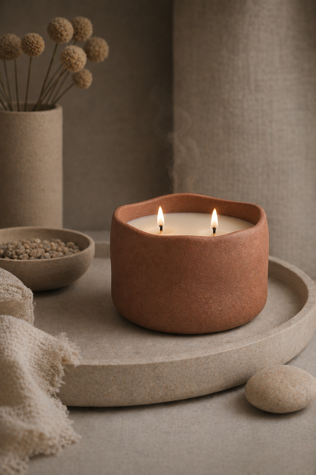 Cinnamon refillable concrete candle with coconut soy wax by Dax + Ollie
