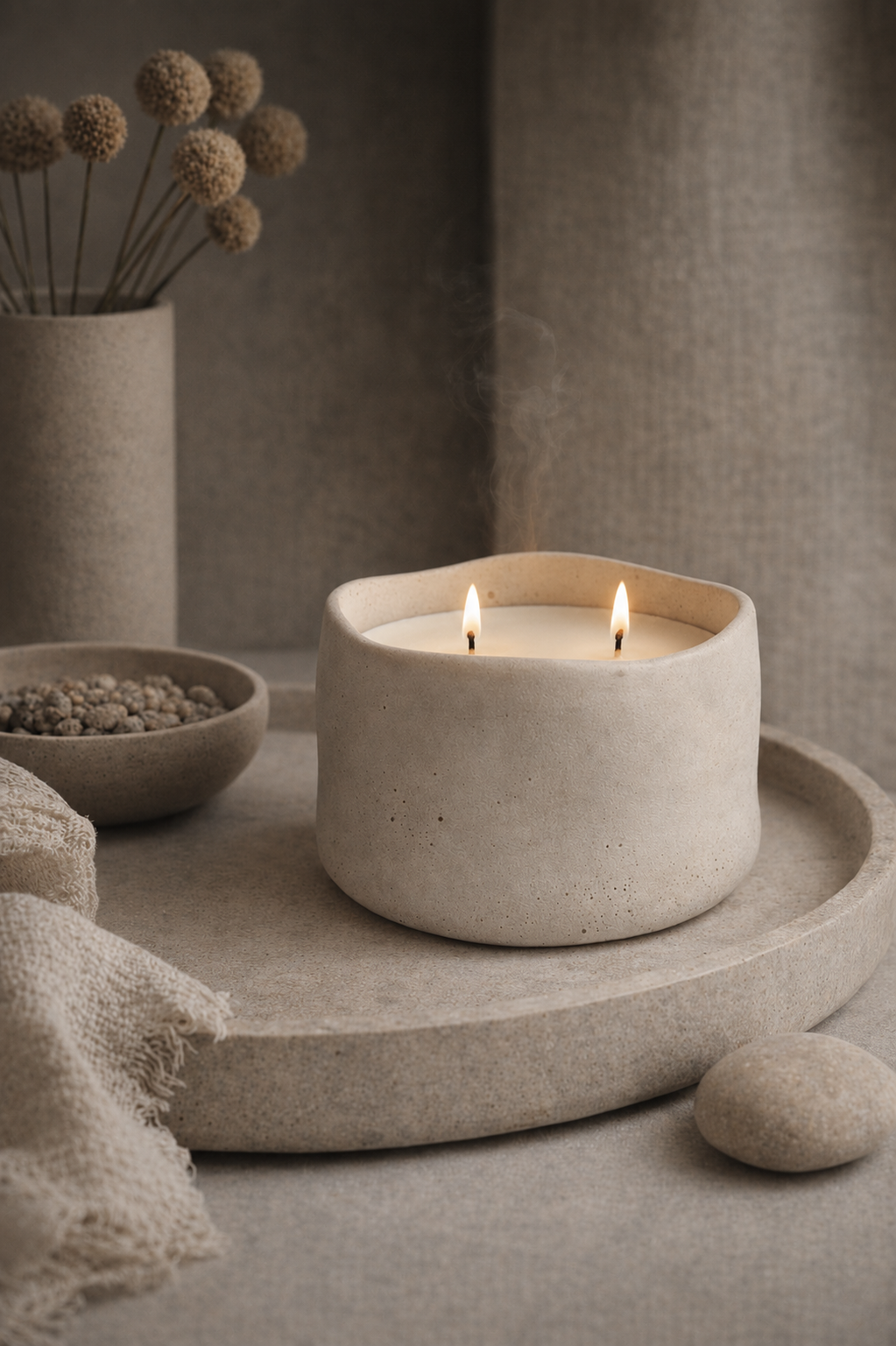 Bergamot + Hinoki natural refillable concrete candle by Dax + Ollie